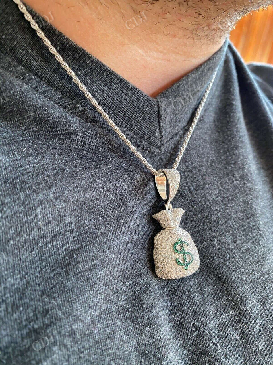 Hip Hop Money Bag Emoji Pendant customdiamjewel