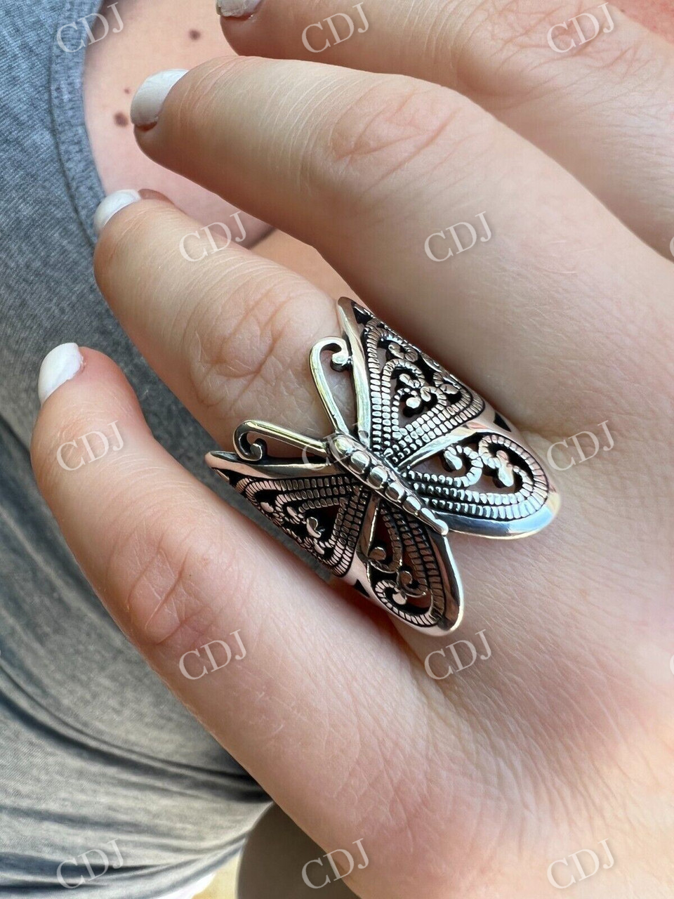 Butterfly Shaped Sterling Silver Hip Hop Ring customdiamjewel