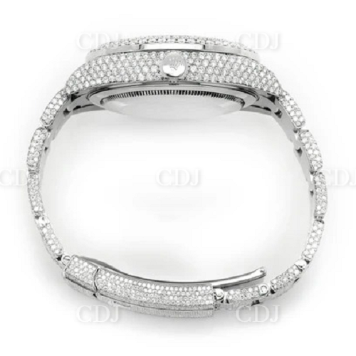 Luxury Custom Blue Dial Iced Out Watch Hip Hop Baguette Diamond Watch customdiamjewel