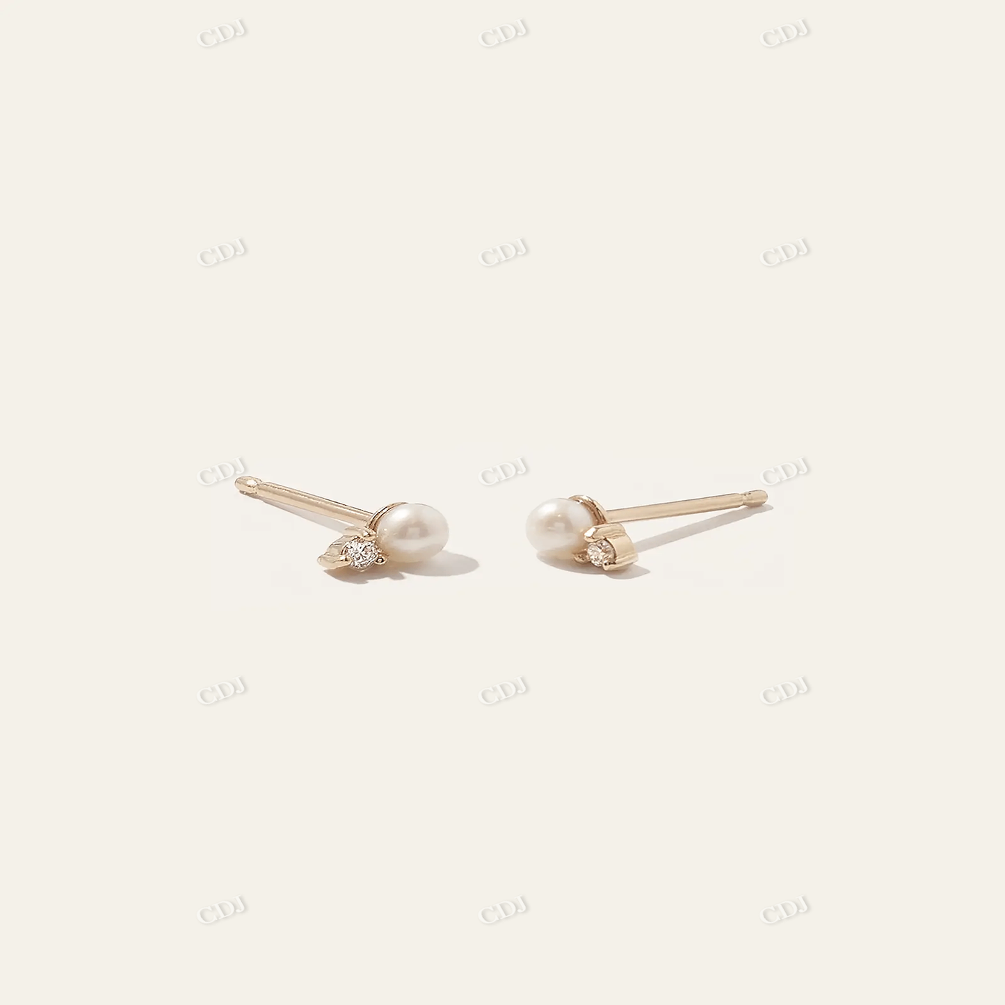 Pearl and Round Moissanite Petite Odette Studs customdiamjewel