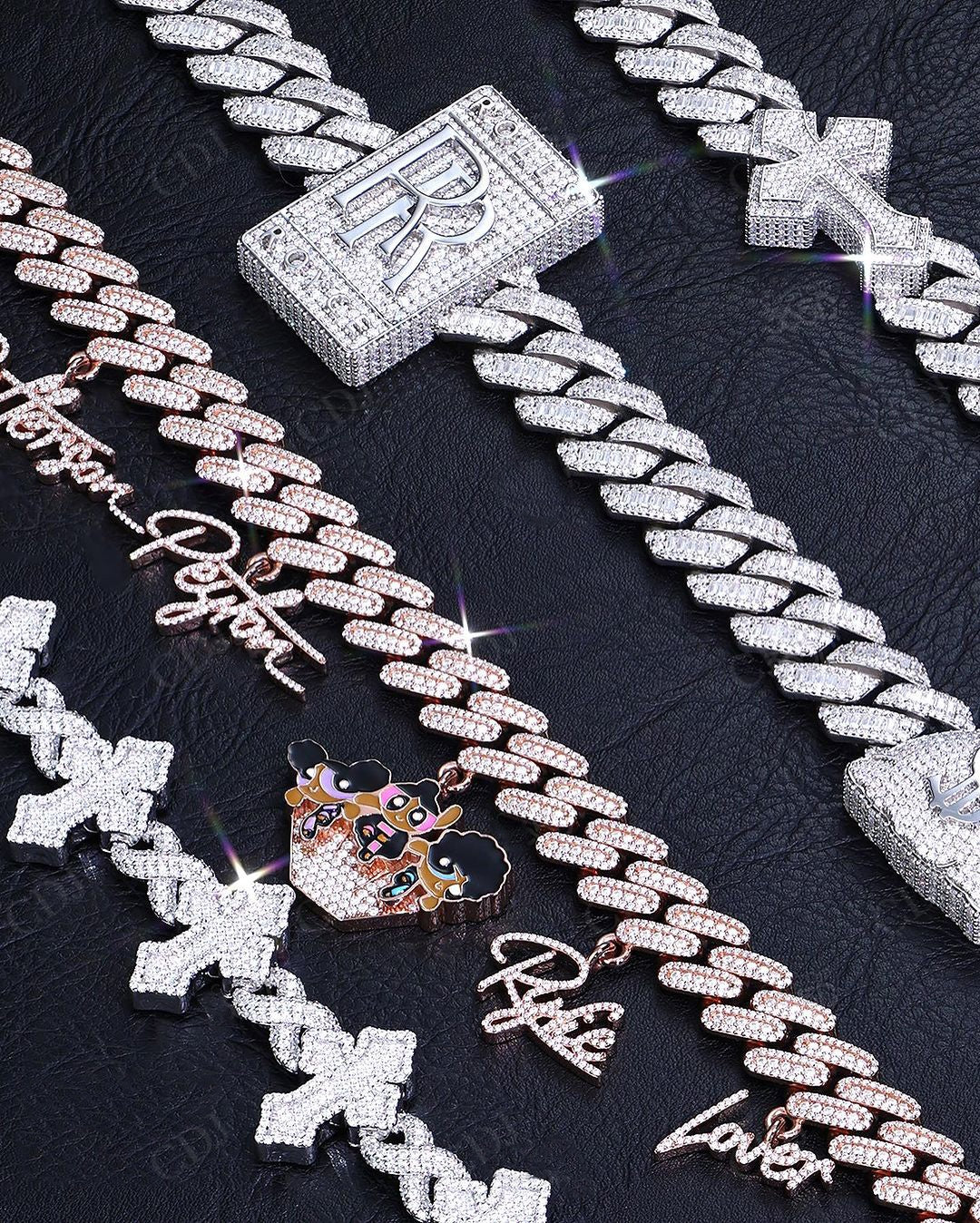 Iced Out Wholesale Price Moissanite Station Chain Nacklace hip hop jewelry CustomDiamJewel