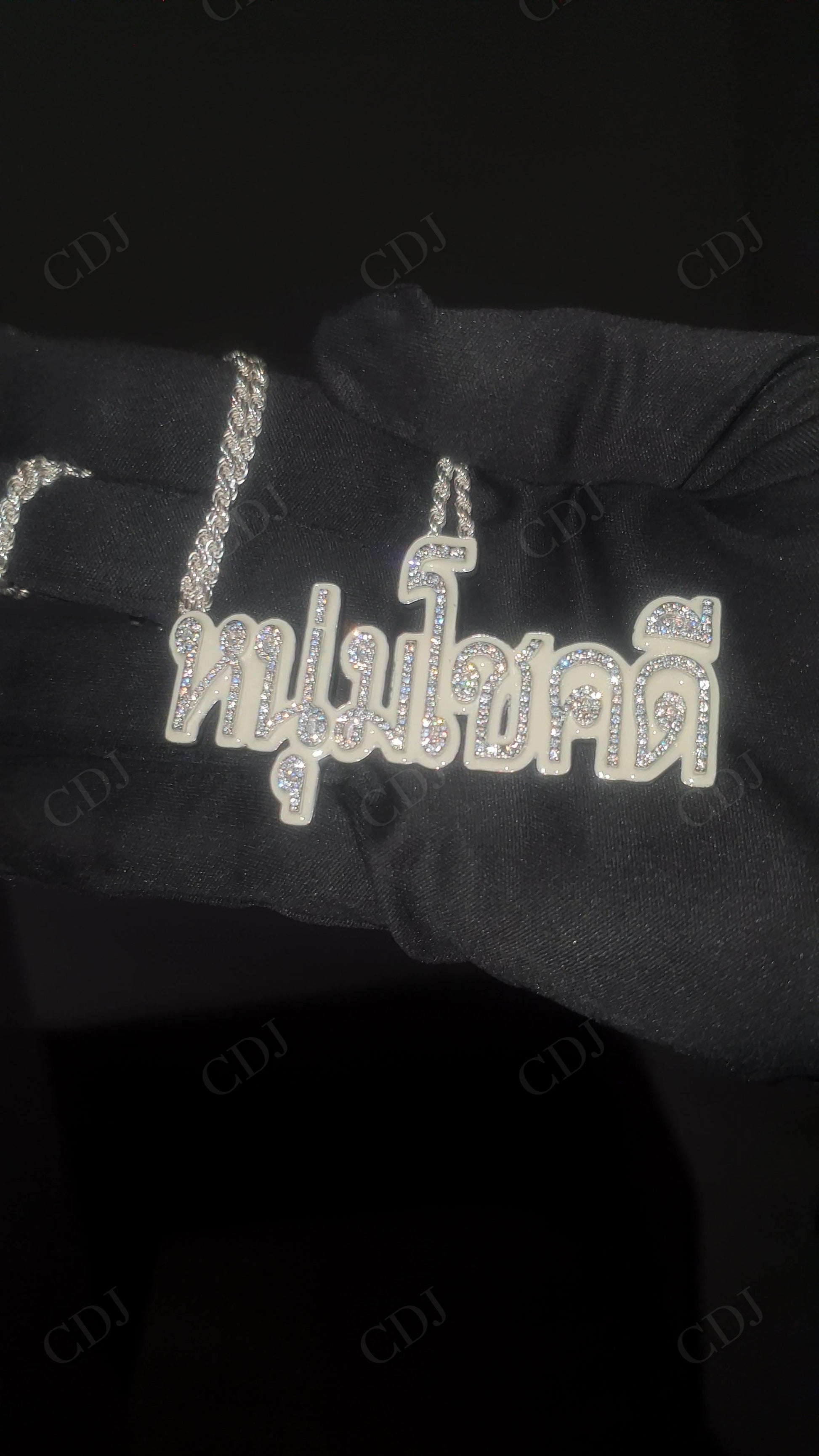 Moissanite Thai Language Sterling Silver Pendant hip hop jewelry customdiamjewel   