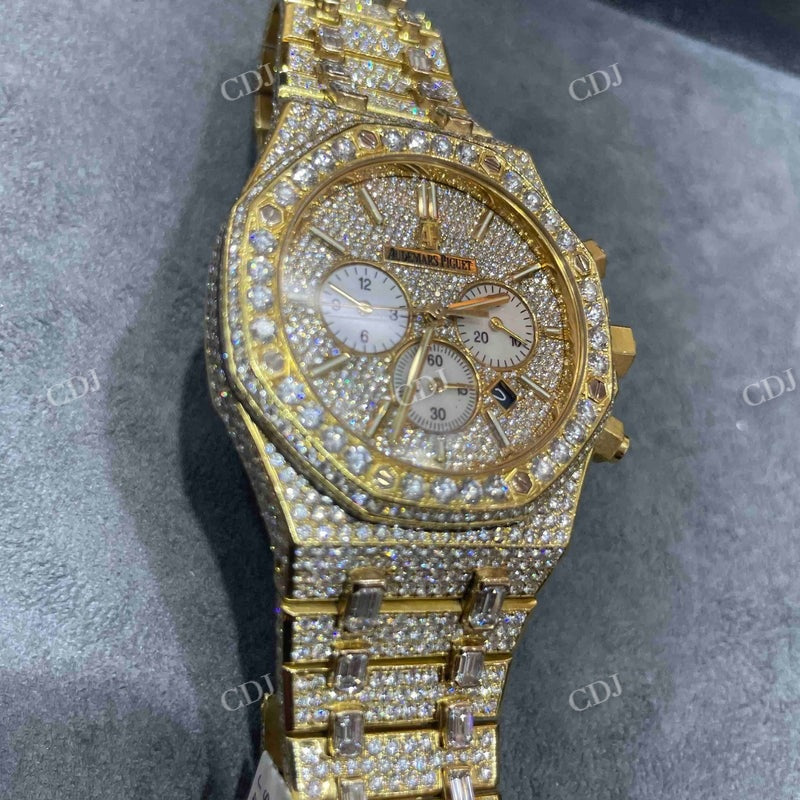 Customized Full Yellow AP Chrono Moissanite Men's Watch customdiamjewel