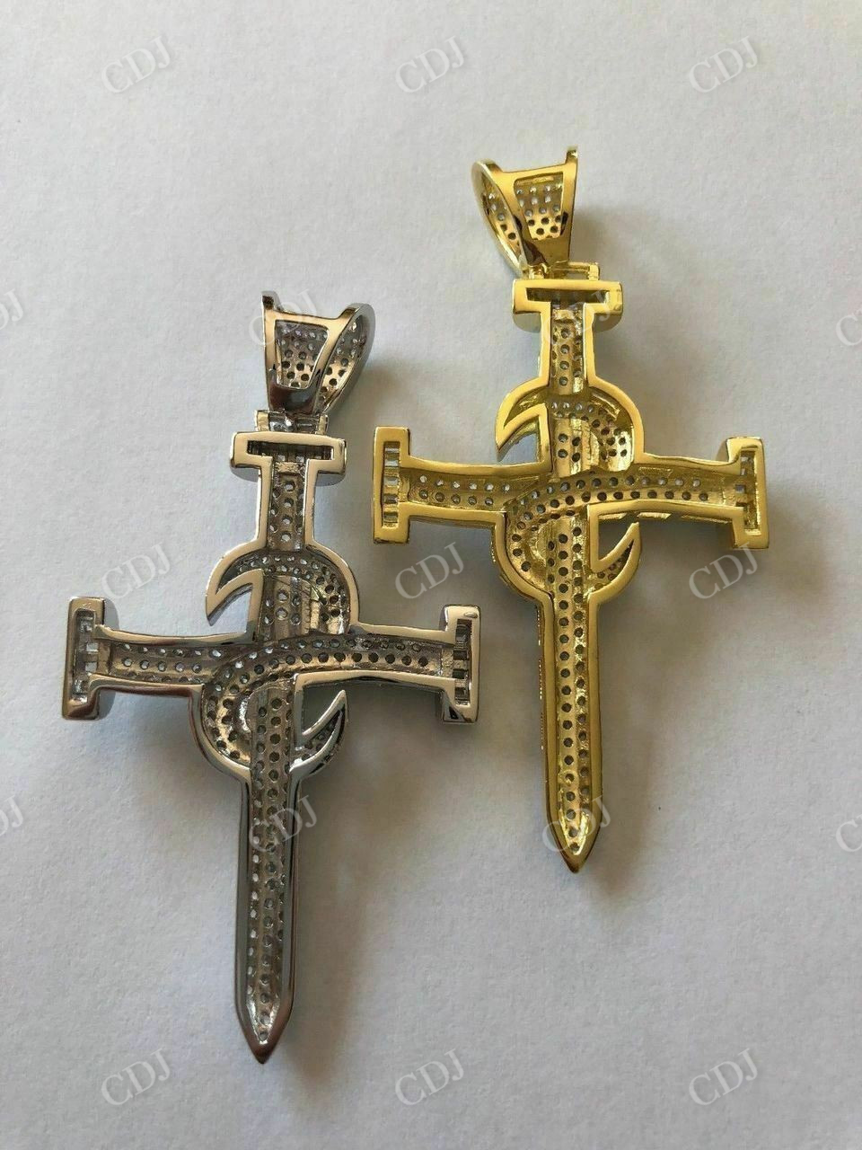 Real Iced Diamond Nail Cross Pendant customdiamjewel
