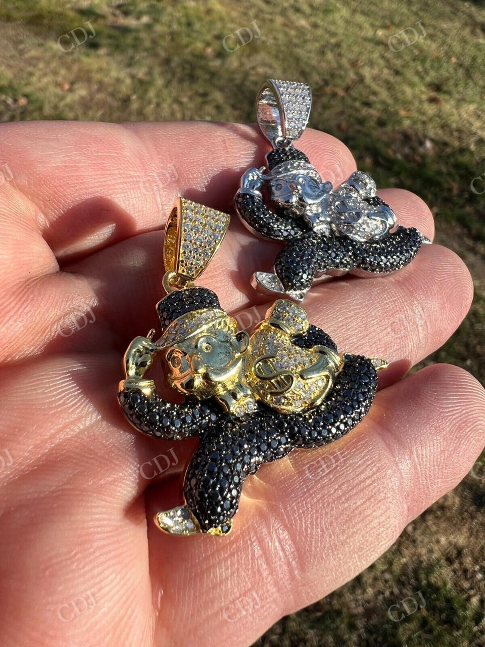 Monopoly Man Money Bag Pendant customdiamjewel