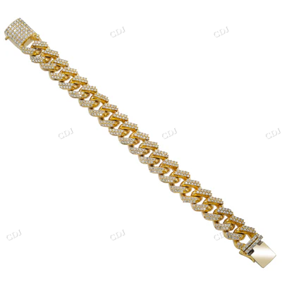 14K Yellow Gold CVD Diamond Cuban Bracelet hip hop jewelry CustomDiamJewel