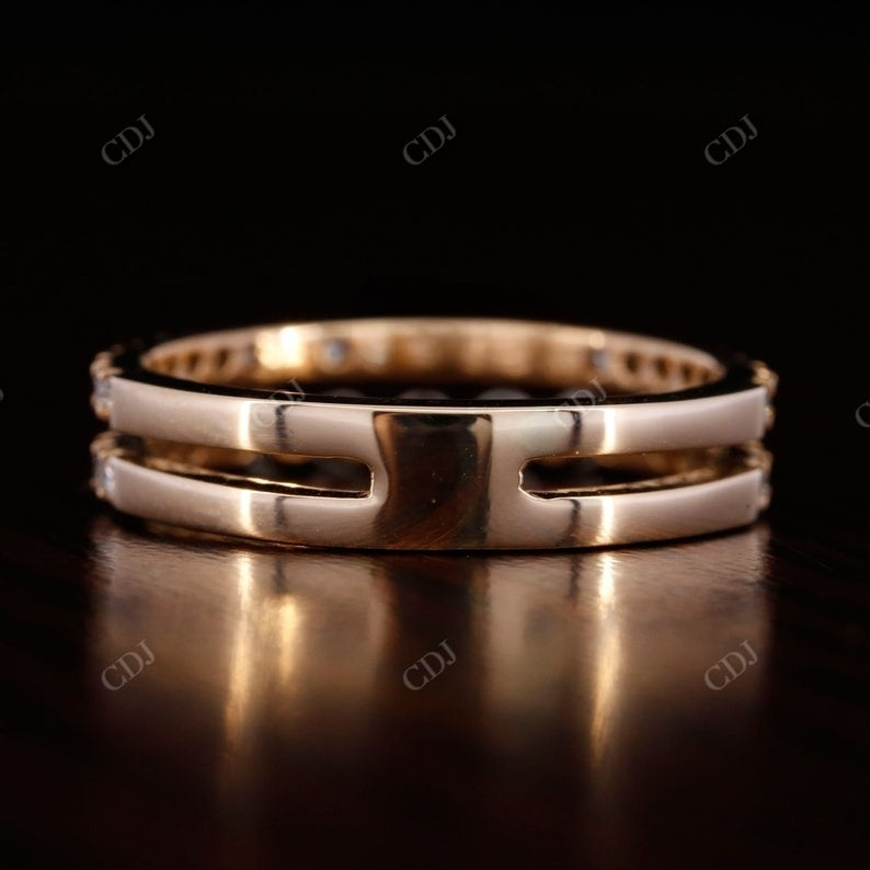 Rose gold Round Cut Diamond Double Band Women customdiamjewel