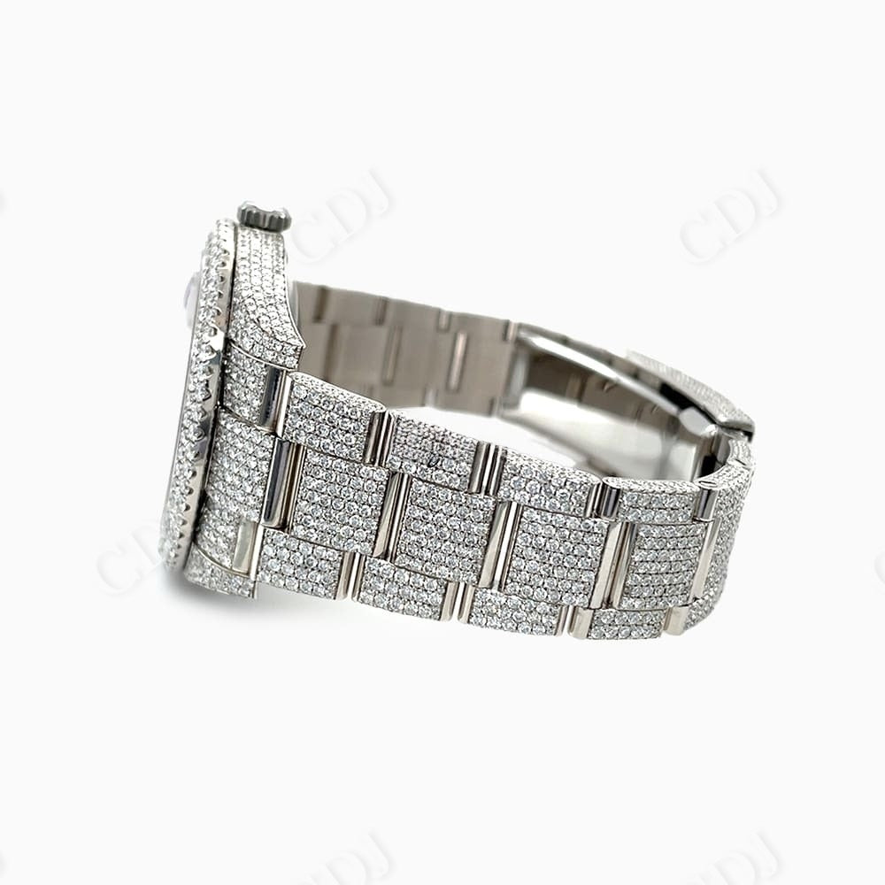 Gray Dial Buss Down Hip Hop Moissanite Rolex Watch customdiamjewel