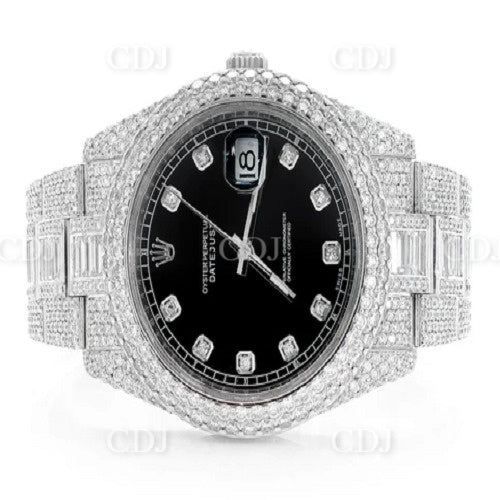 Moissanite Studded Rolex Black Dial Watch customdiamjewel