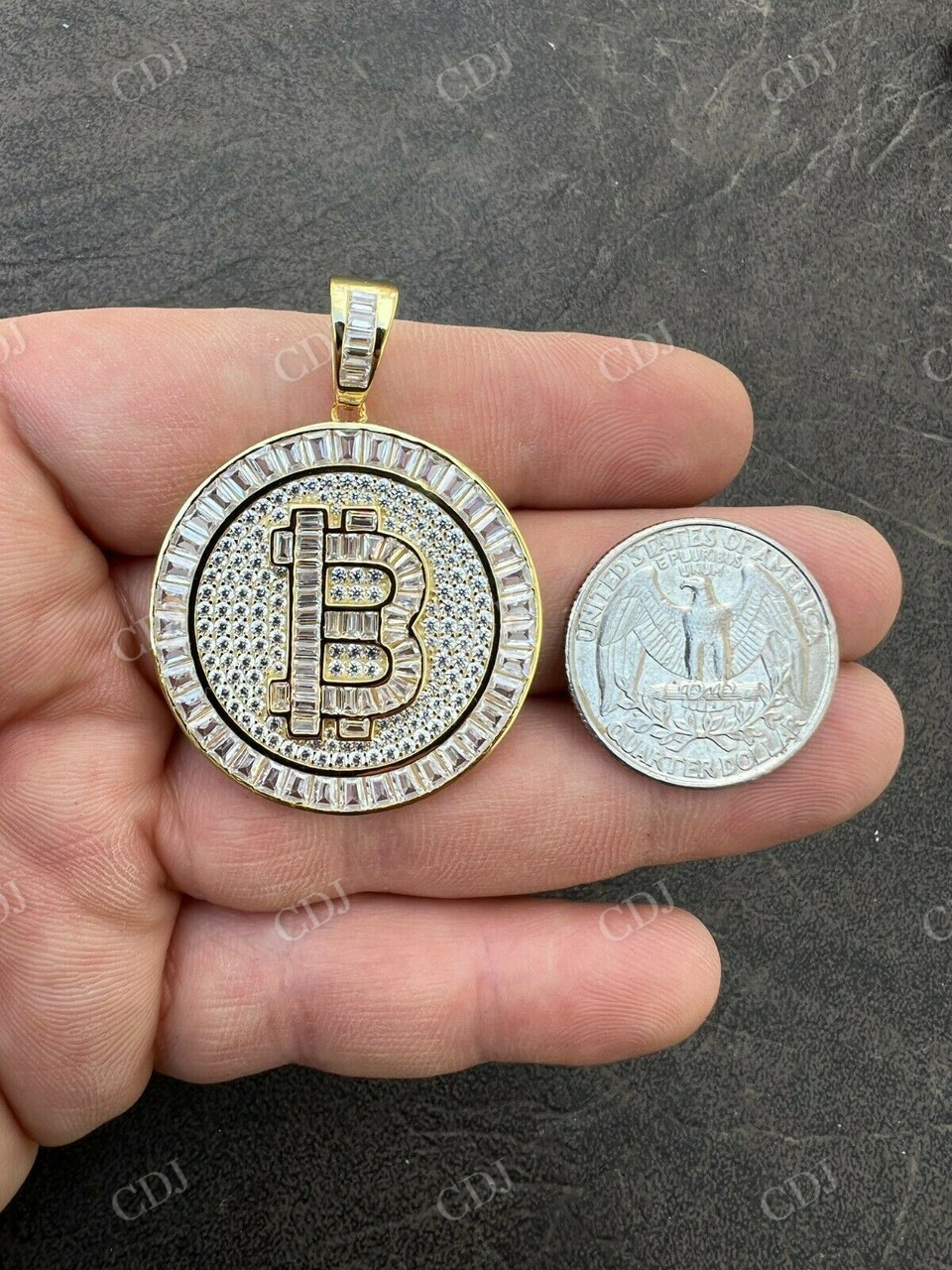 Iced BITCOIN Big Hip Hop Pendant customdiamjewel