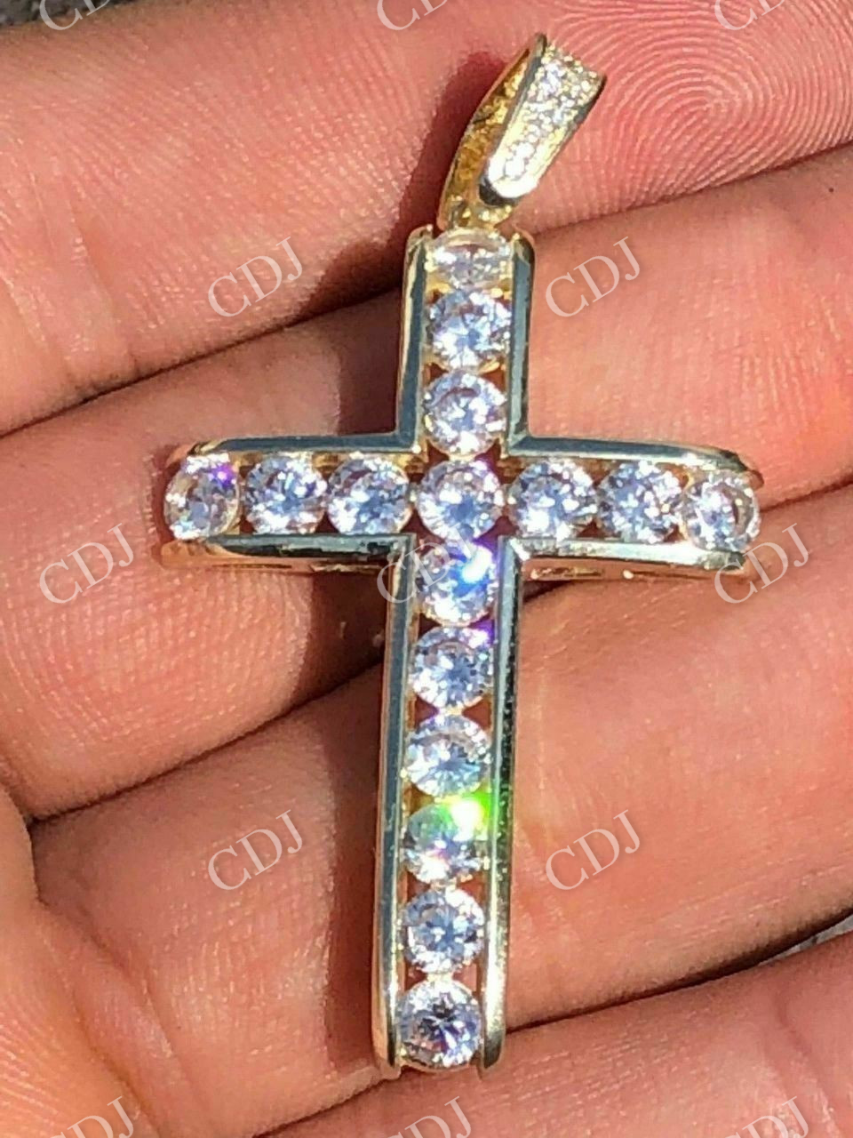 Channel Set Cross Diamond Hip Hop Pendant customdiamjewel