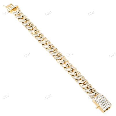 Real Diamond 14K Yellow Gold Cuban Bracelet hip hop jewelry CustomDiamJewel