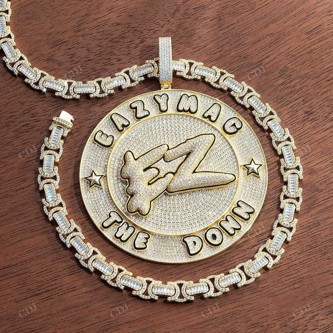 Big Circle Disk "EZ" Letters Charm Pendant hip hop jewelry customdiamjewel