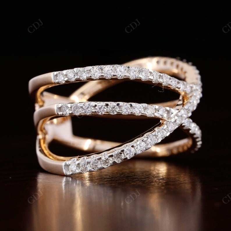 0.54CTW Round Cut Lab Grown Diamond Double X Style Wedding Band customdiamjewel