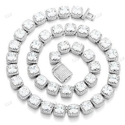 11MM Cluster Cushion Diamond Tennis Chain For Men hip hop jewelry CustomDiamJewel