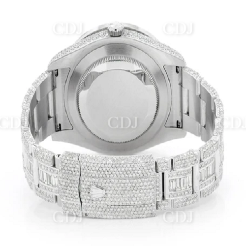 Fully Iced Out Moissanite Studded Blue Face Watch customdiamjewel