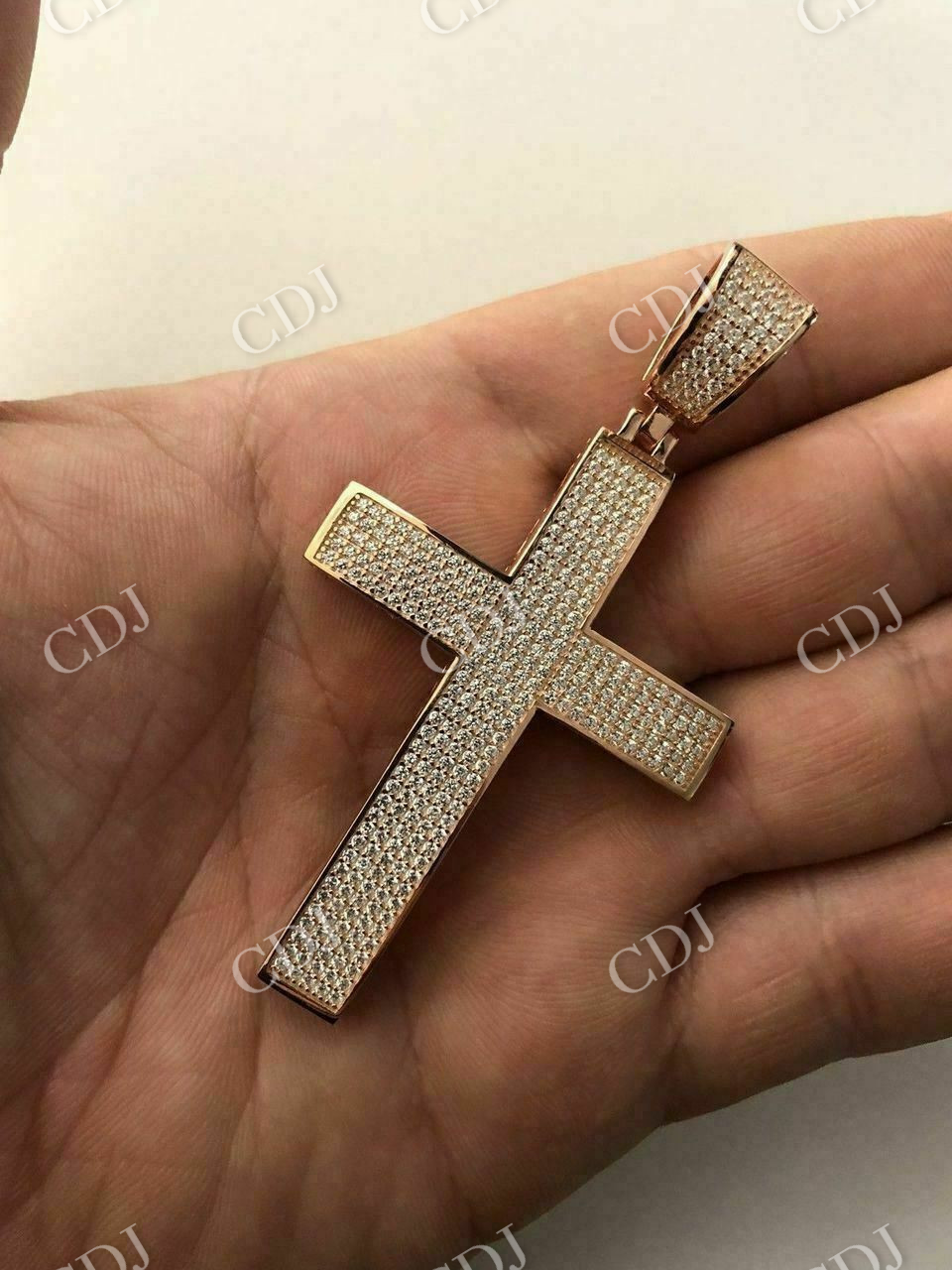 Mens Large Cross 3ct Diamonds Hip Hop Pendant customdiamjewel