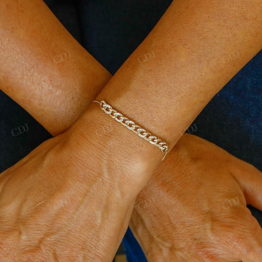 0.34CTW Cuban Curb Link Adjustable Natural Diamond Bracelet  customdiamjewel   