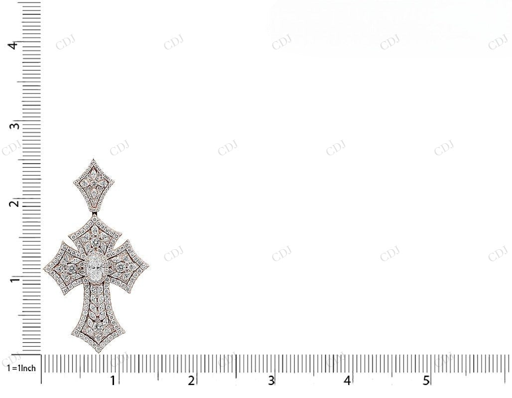 2.5 Inch Pear n Marquise 14K Gold Lab Grown Diamond Cross Pendant Hip Hop Pendent CustomDiamJewel