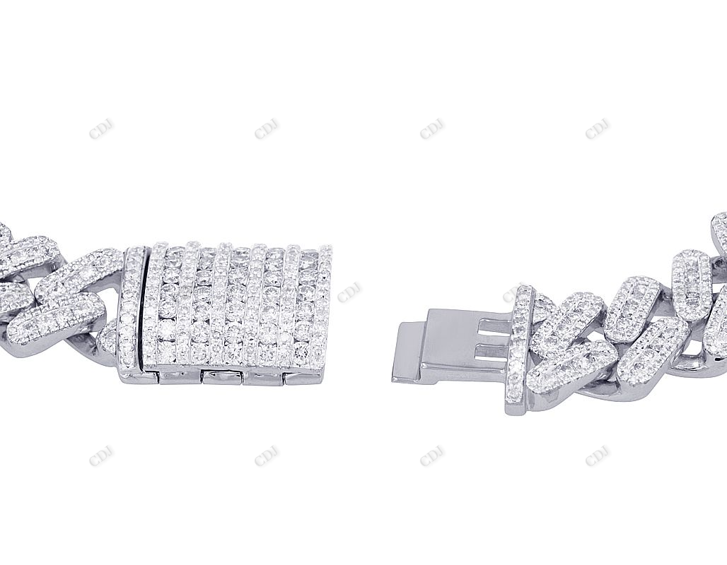 Iced Out Silver Moissanite channel Link Bracelet