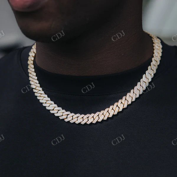 Sterling Silver Yellow Gold Diamond Cuban Link Chain customdiamjewel