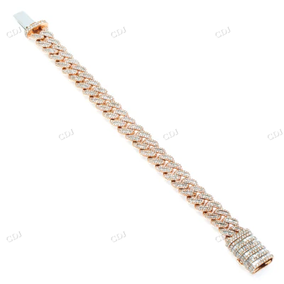 18K Rose Gold Miami Cuban Link Bracelet hip hop jewelry CustomDiamJewel