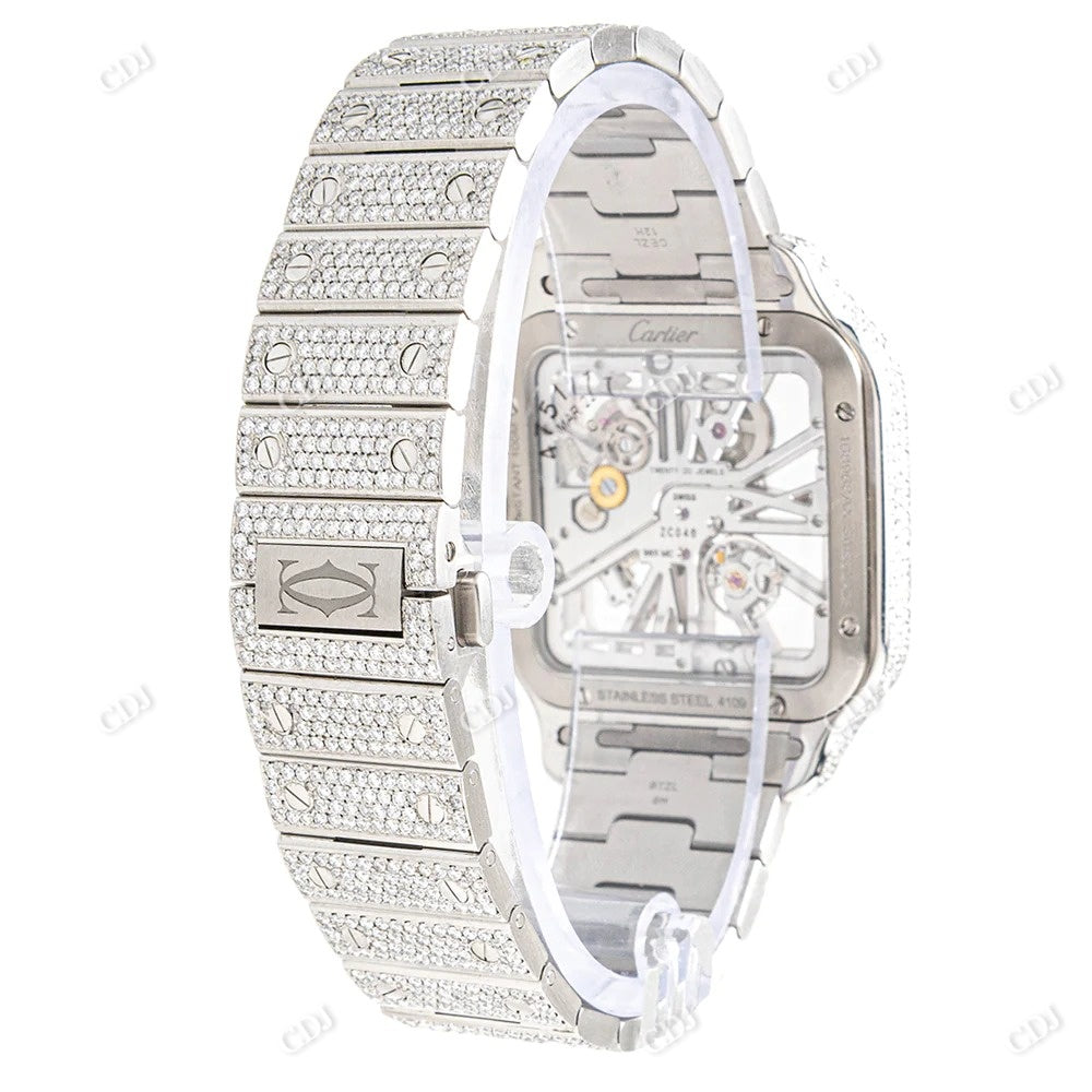 Cartier Skeleton Moissanite Diamond Watch customdiamjewel