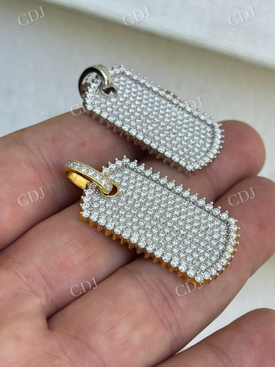 Iced Lab Grown Diamond Dog Tag Pendant customdiamjewel