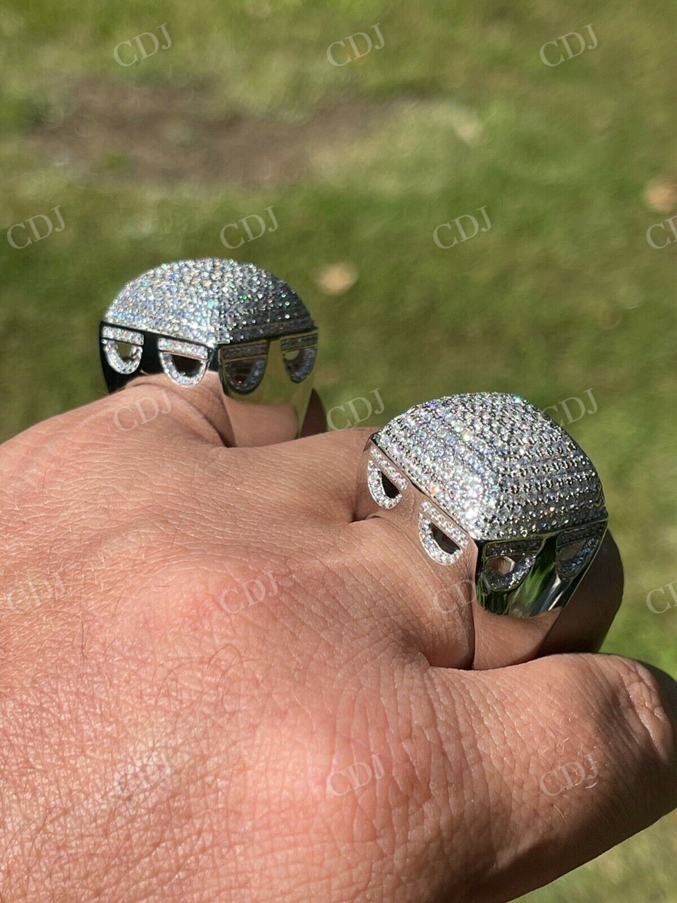 Solid Gold Hip Hop Big Iced Diamond Ring customdiamjewel