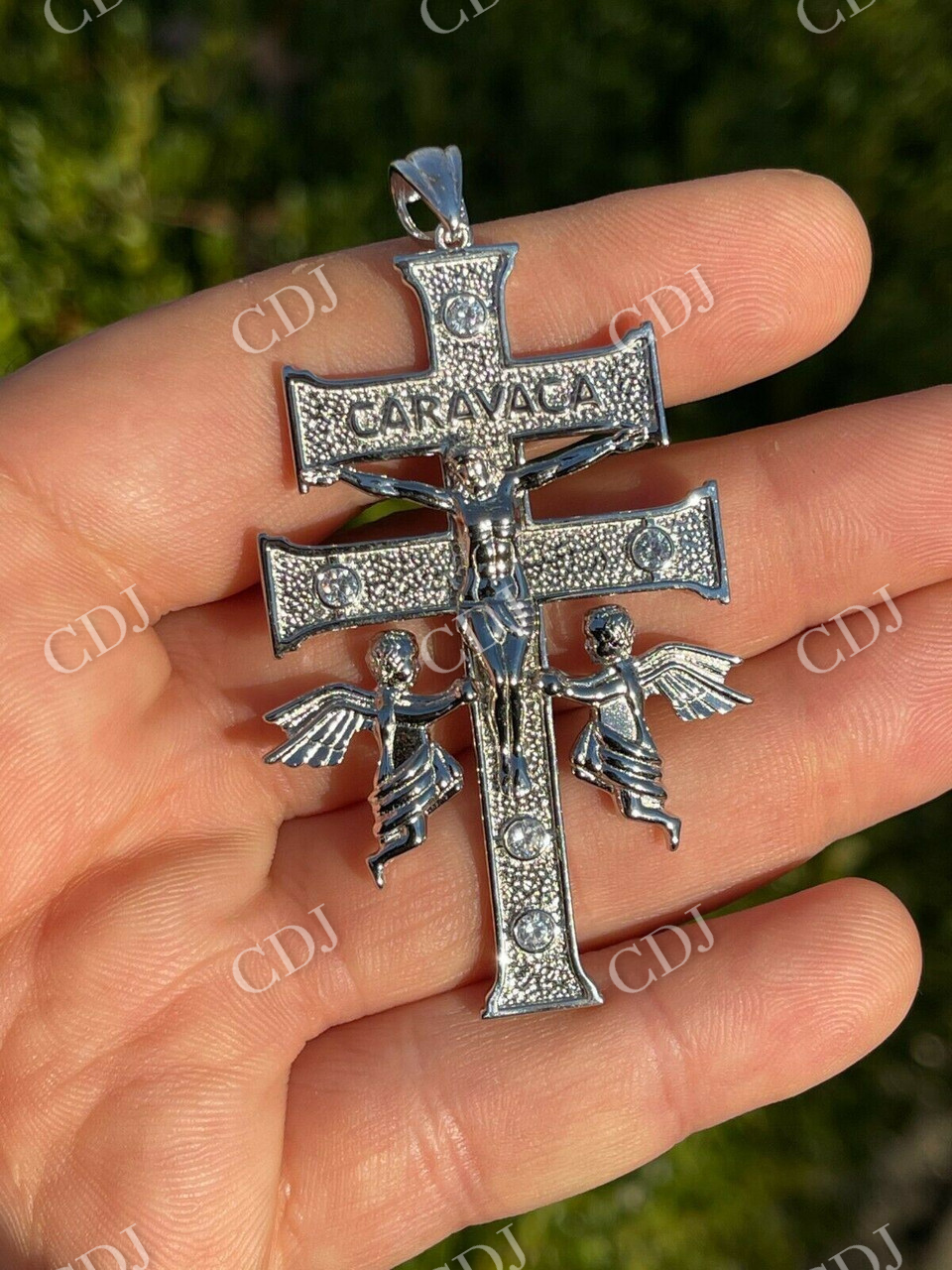 Caravaca Cross Double Crucifix Mens Hip Hop Pendant customdiamjewel