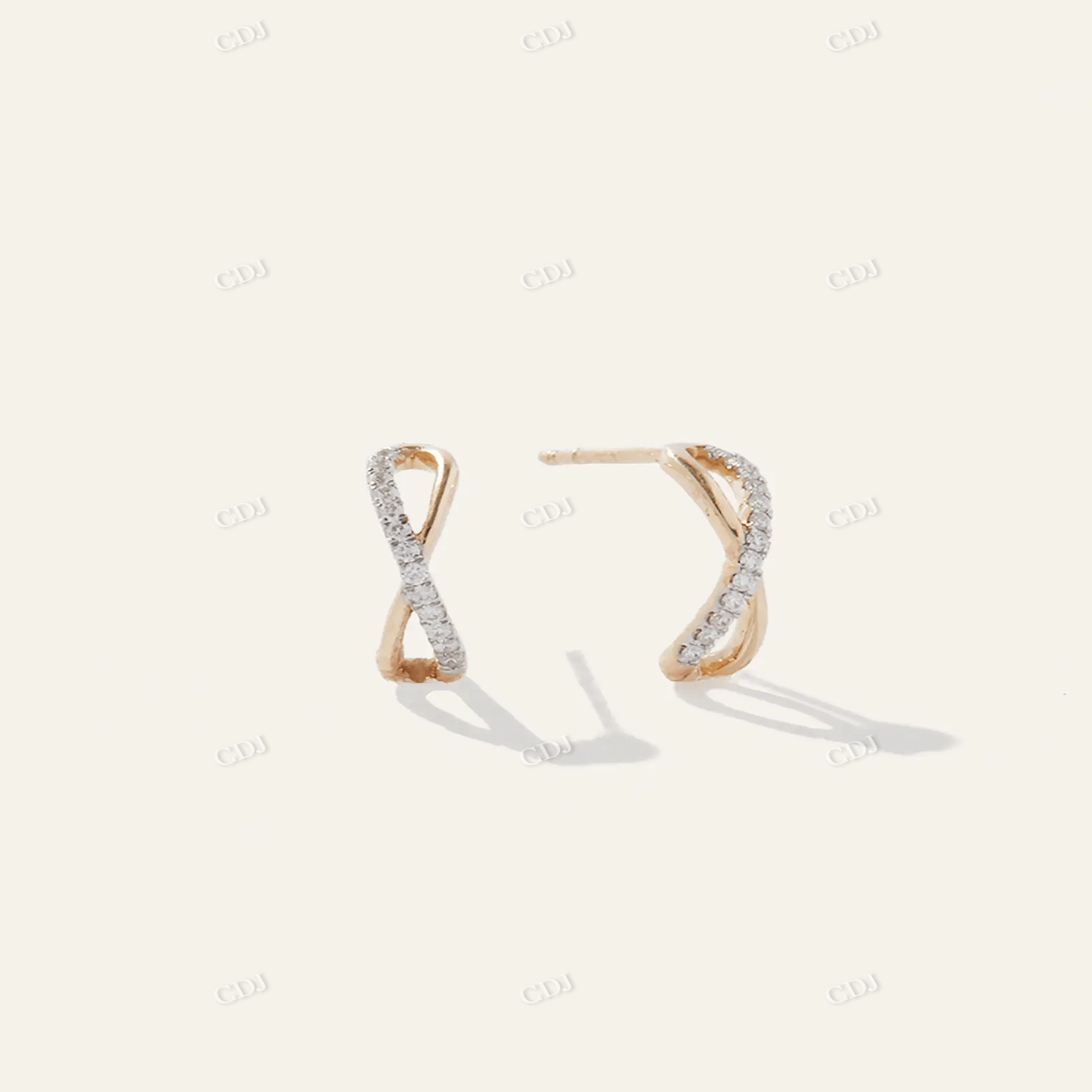 Yellow Gold Moissanite Diamond Infinite Earrings customdiamjewel
