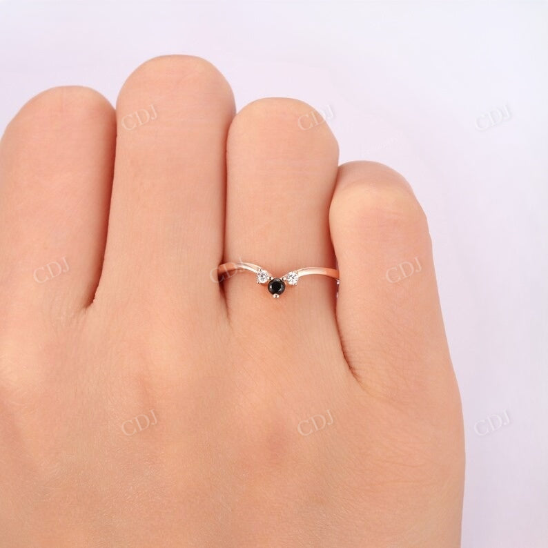 0.10CTW Curved Black Spinel Moissanite Wedding Band Wedding Band customdiamjewel