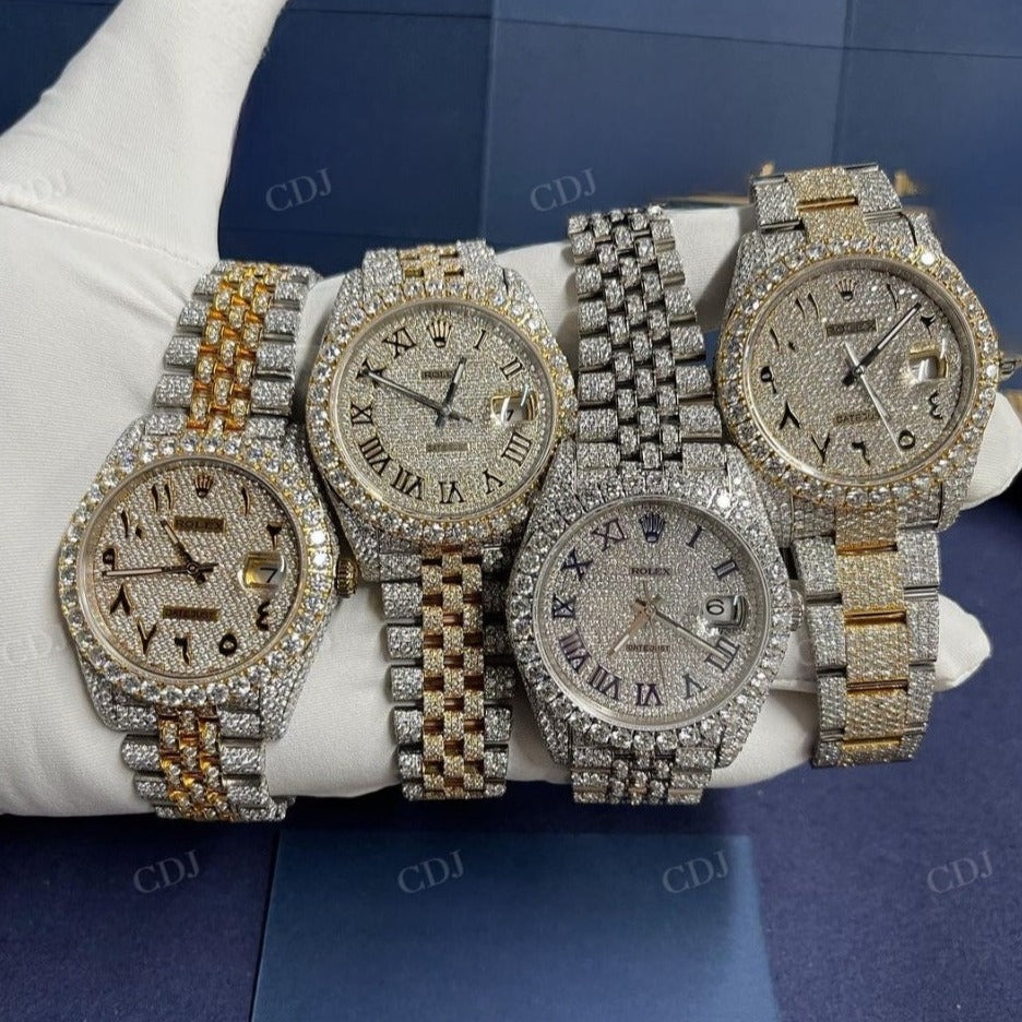 Two Tone Hip Hop Rolex Jubilee Diamond Fully Ice Out Watches customdiamjewel
