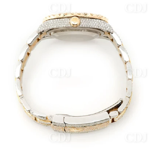 Two Tone Customized Oyster Belt Moissanite Studded Datejust Rolex Watch customdiamjewel