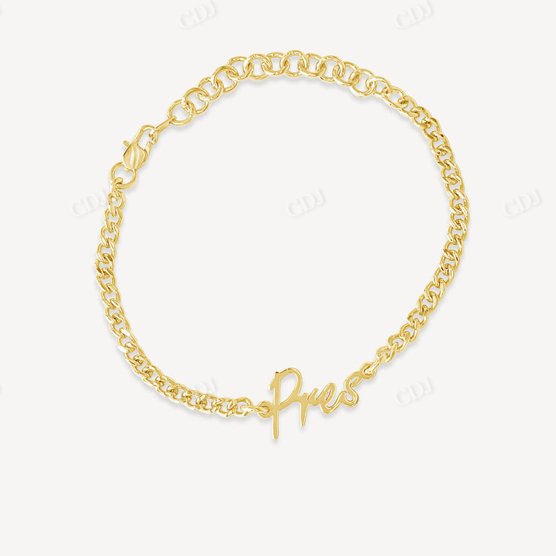 Custom Cuban Link Name Gold Bracelet customdiamjewel