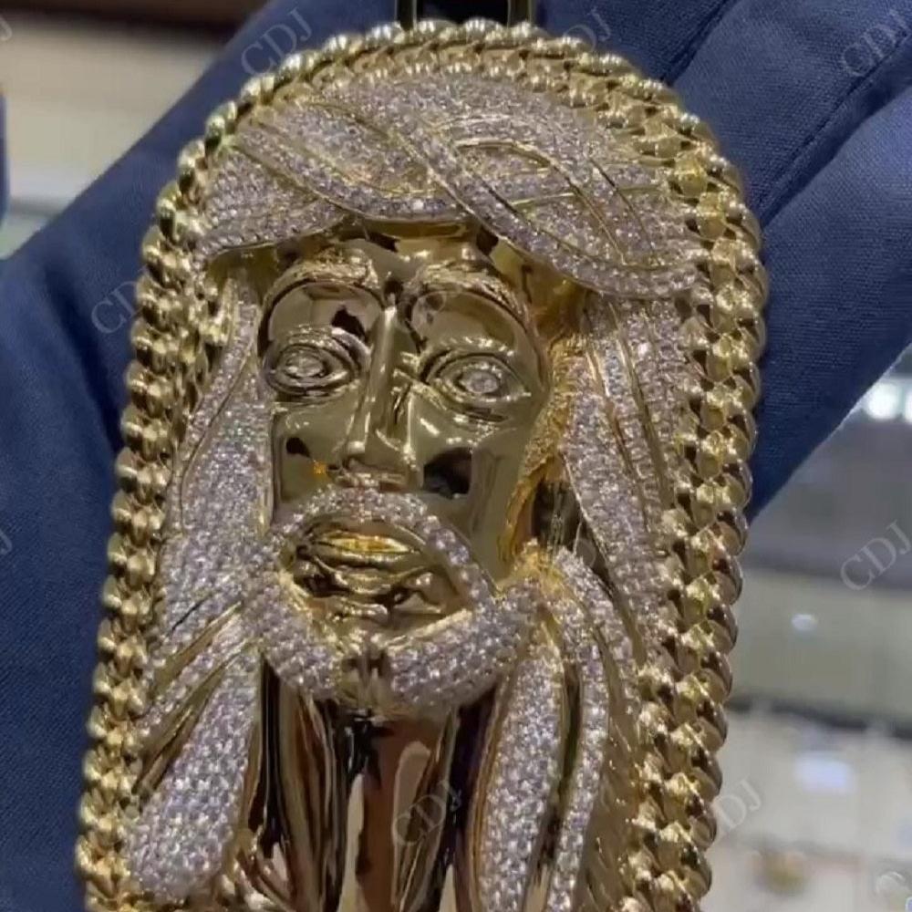 18k Gold Plated Moissanite Diamond Miniature Jesus Face Pendant hip hop jewelry CustomDiamJewel