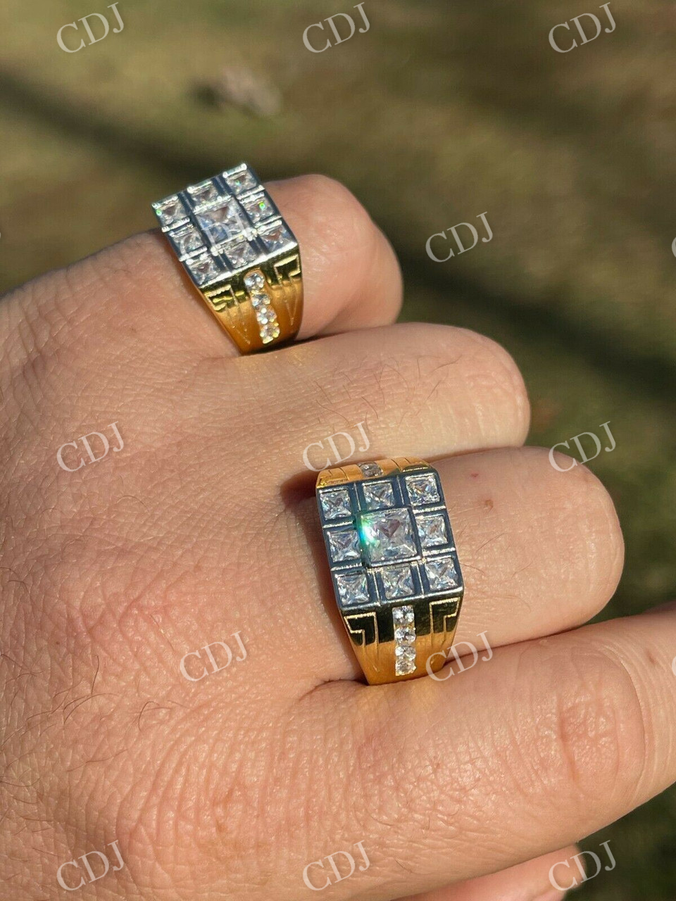 10k Gold Finish Iced Baguette Diamond Ring customdiamjewel