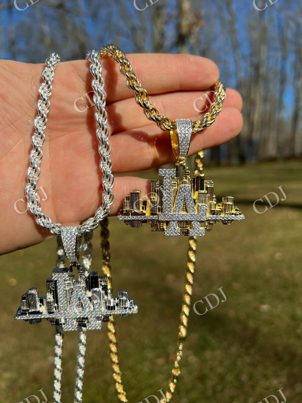 Hip Hop Los Angeles LA Skyline Diamond Pendant customdiamjewel