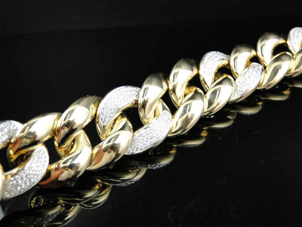 925 Sterling Silver Alternating Mens Cuban Bracelet hip hop jewelry customdiamjewel
