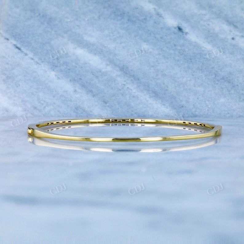 0.58CTW Natural Diamond Thin Baguette and Round Bangle Bracelet customdiamjewel