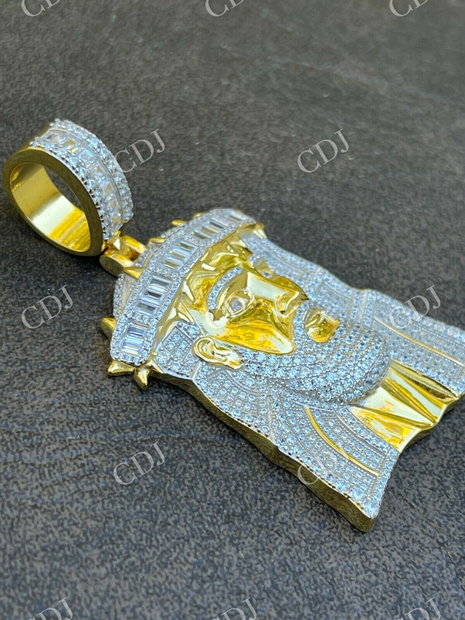 Jesus Piece Iced Hip Hop Baguette Diamond Pendant customdiamjewel