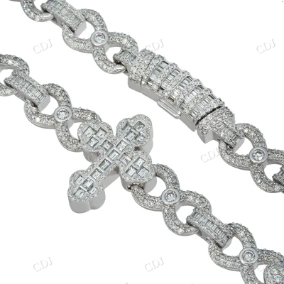 10K Gold Lab Grown Diamond Infinity Cross Chain hip hop jewelry CustomDiamJewel