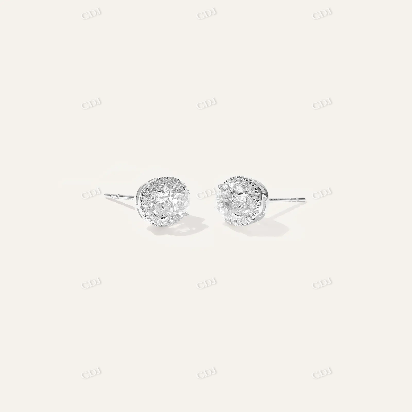 Sterling Silver Moissanite Halo Earring customdiamjewel