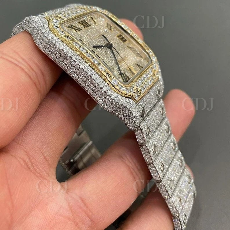 Luxury Cartier Brand Men's Iced Out Moissanite Diamond Watch customdiamjewel