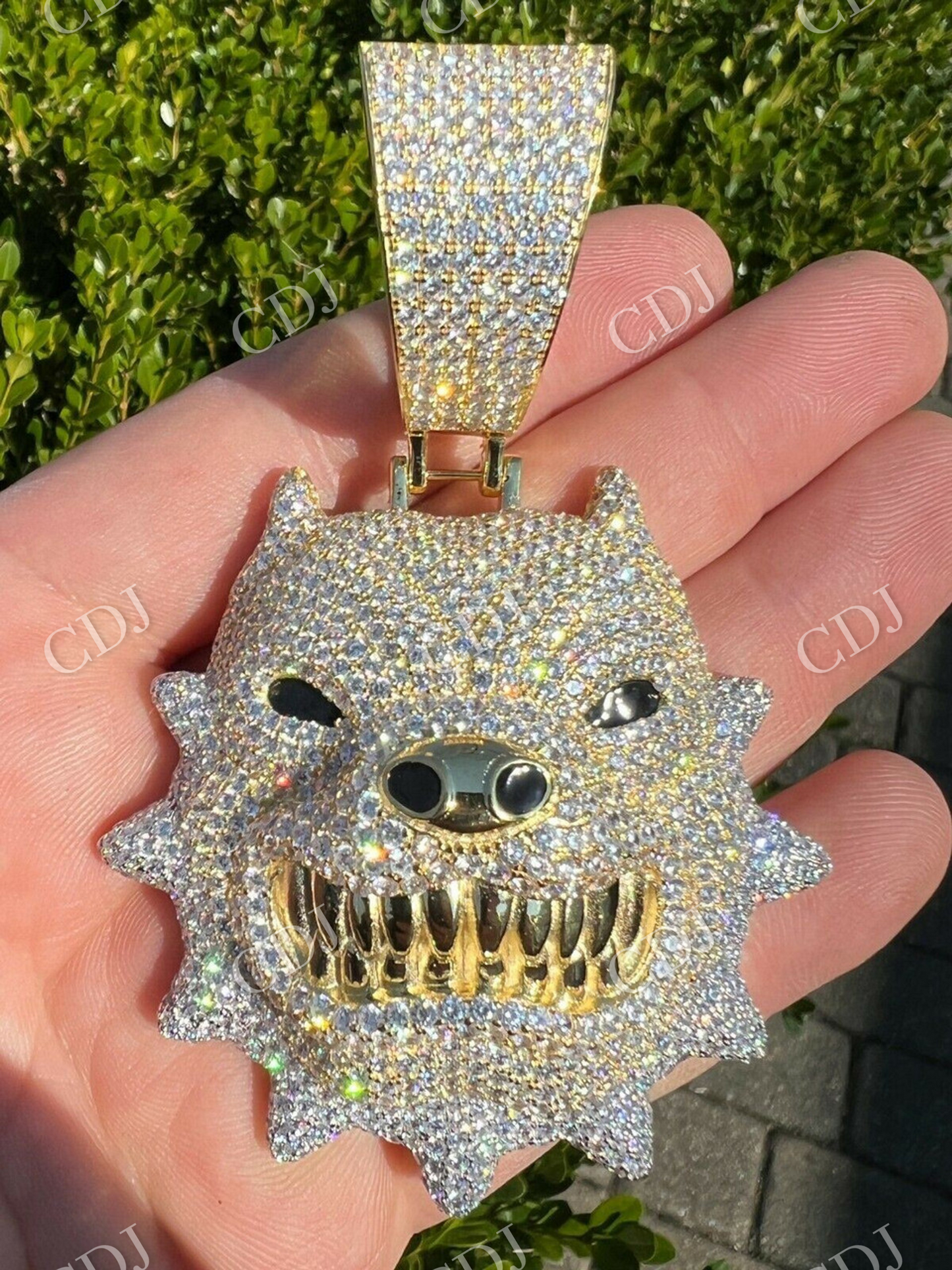 Iced Hip Hop Angry Pitbull Dog Diamond Pendant customdiamjewel