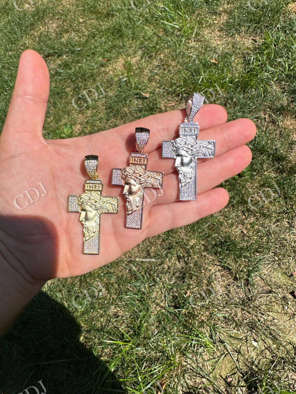 Moissanite Jesus Face On Cross Pendant customdiamjewel
