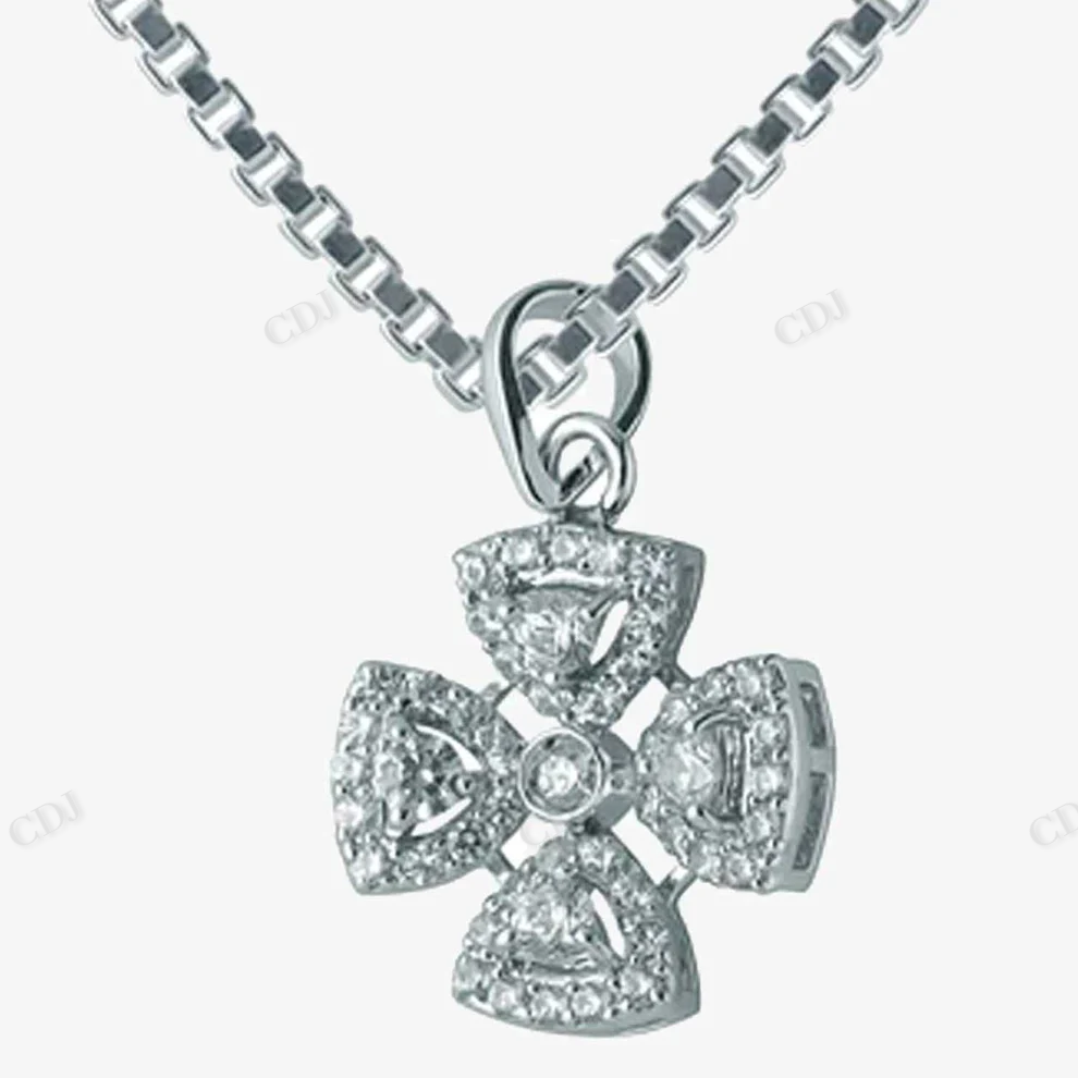 Sterling Silver Trillion Flower Moissanite Pendant hip hop jewelry CustomDiamJewel