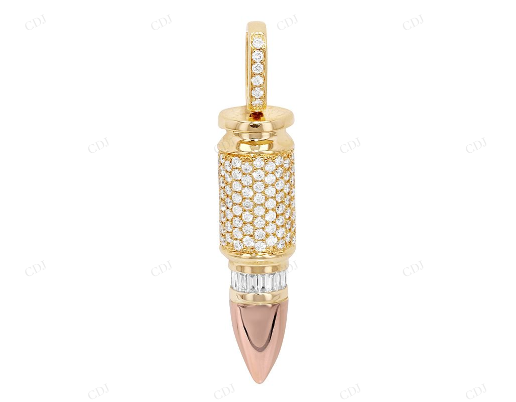 1.55 CTW Moissanite Custom 925 Silver Bullet Pendant CustomDiamJewel