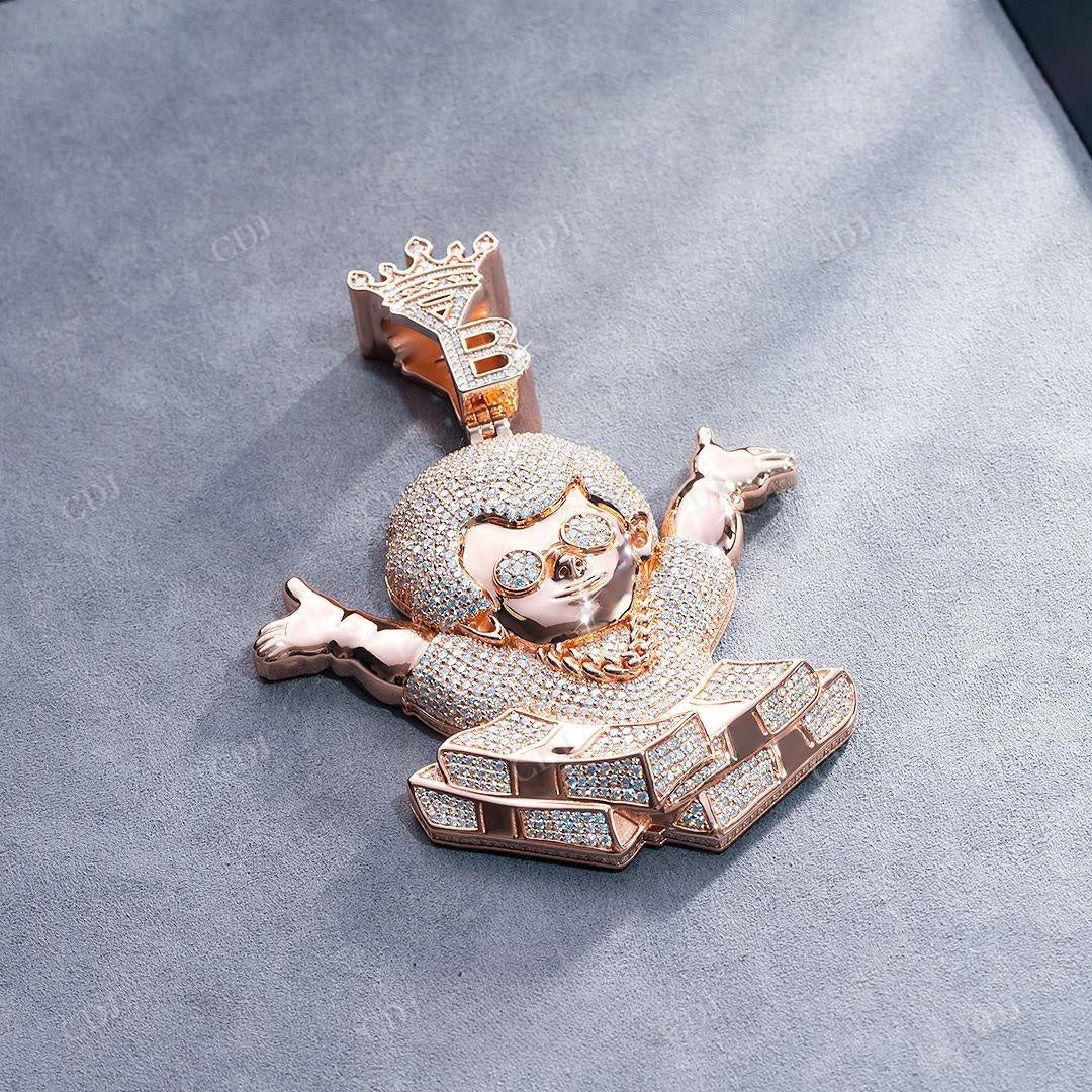 Rose Gold Iced Out Diamond Hip Hop Pendant hip hop jewelry customdiamjewel