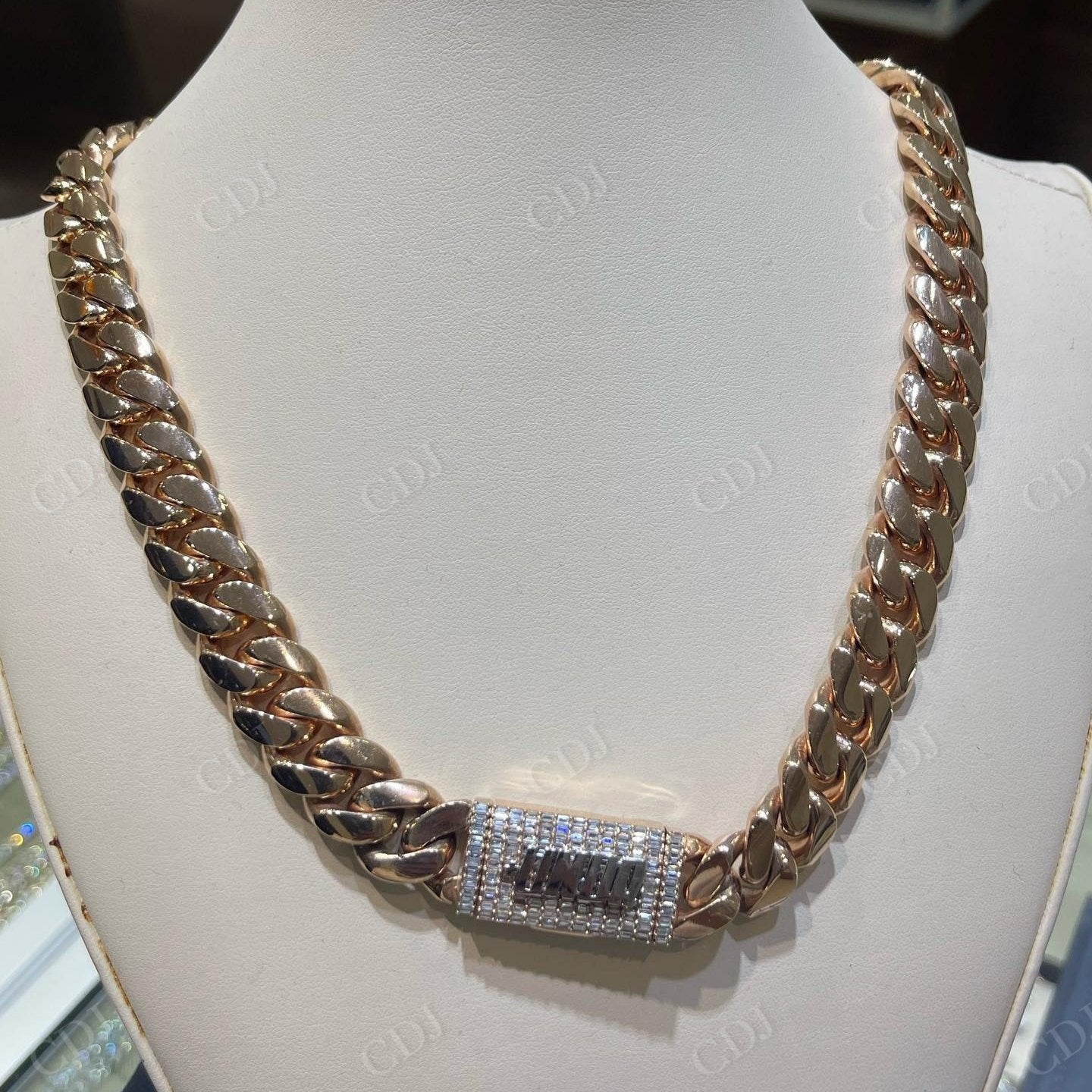 14K Yellow Gold Plain Cuban Chain hip hop jewelry CustomDiamJewel